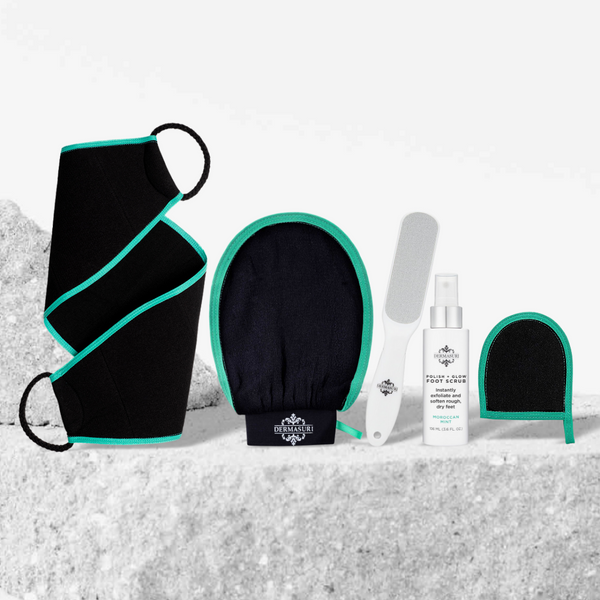 Body Scrub Glove + Back Scrub + Face Scrub + Foot Scrub Set