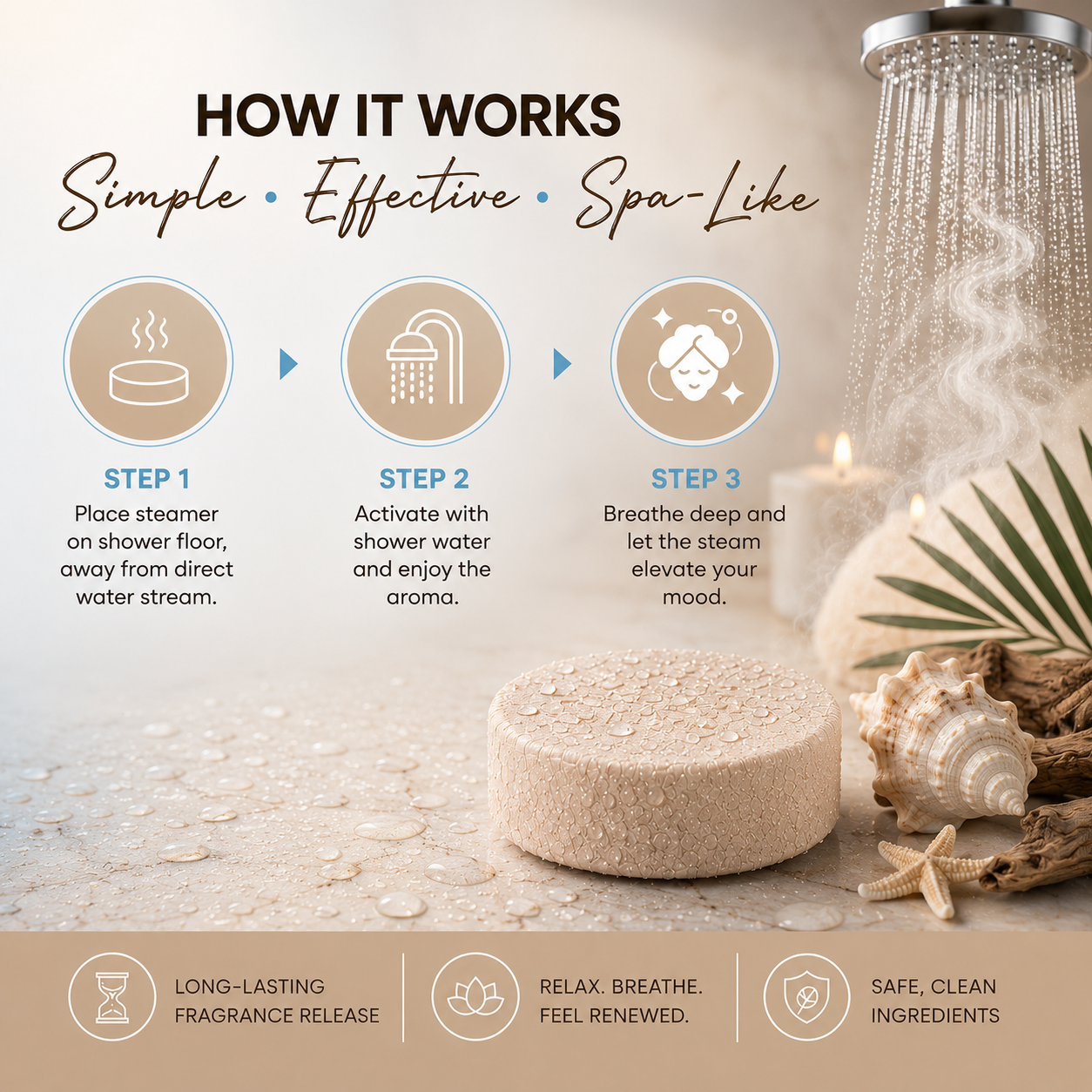 coconut sandalwood shower steamers, aromatherapy shower steamers, shower bombs for women, spa shower tablets, self care gifts for women, relaxing shower steamers, luxury shower steamers, shower aromatherapy tablets, spa gifts for women, vegan shower steamers, shower melts aromatherapy, sandalwood shower steamers