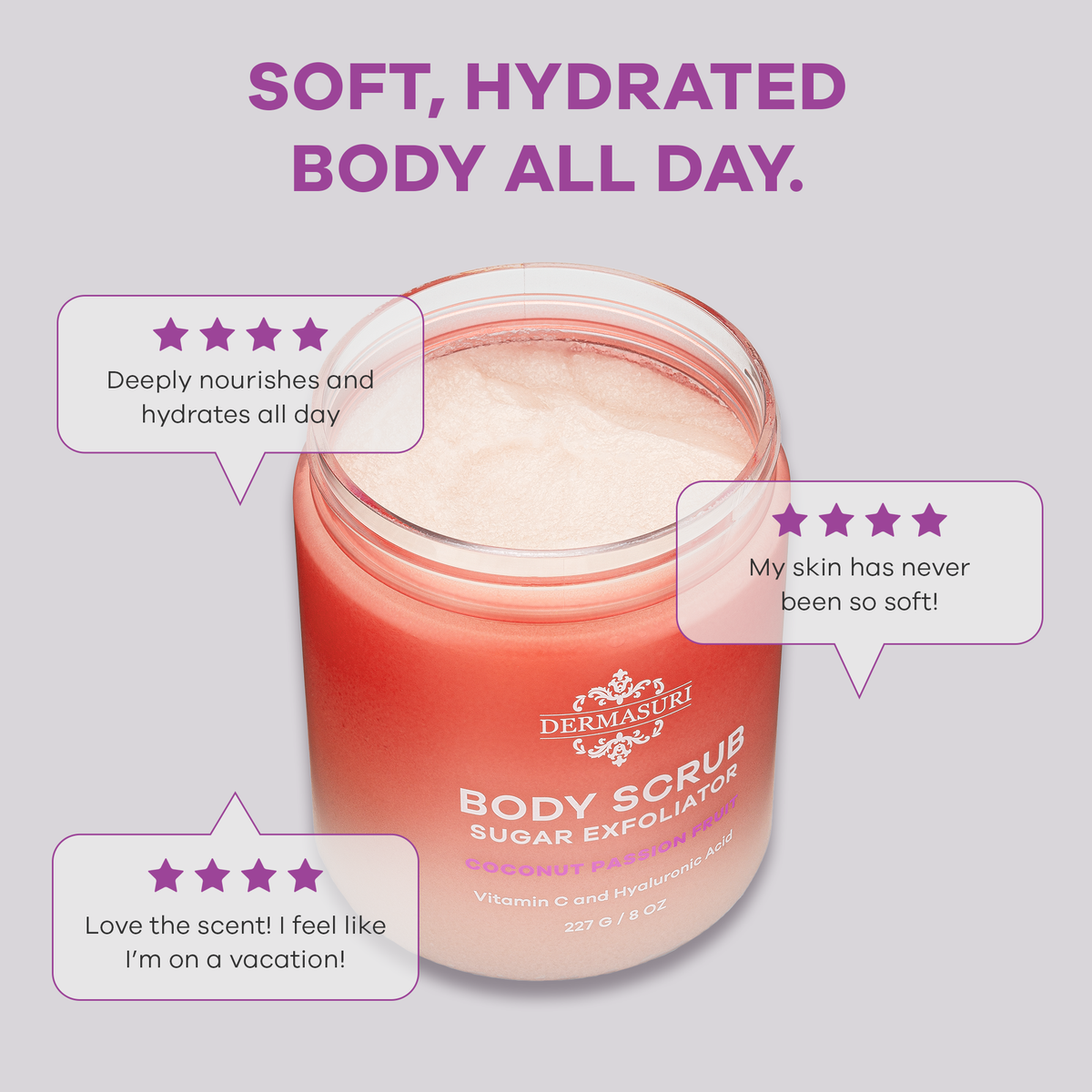 Sugar Body Scrub for Dry Skin – Gentle Exfoliating Body Polish | Dermasuri