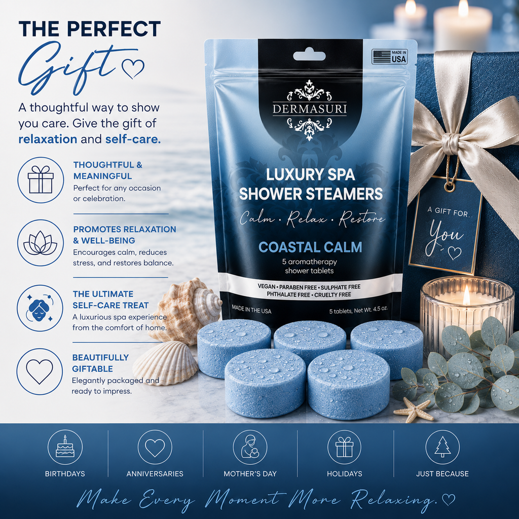 Coastal Calm Shower Steamers for Relaxing Aromatherapy | Dermasuri