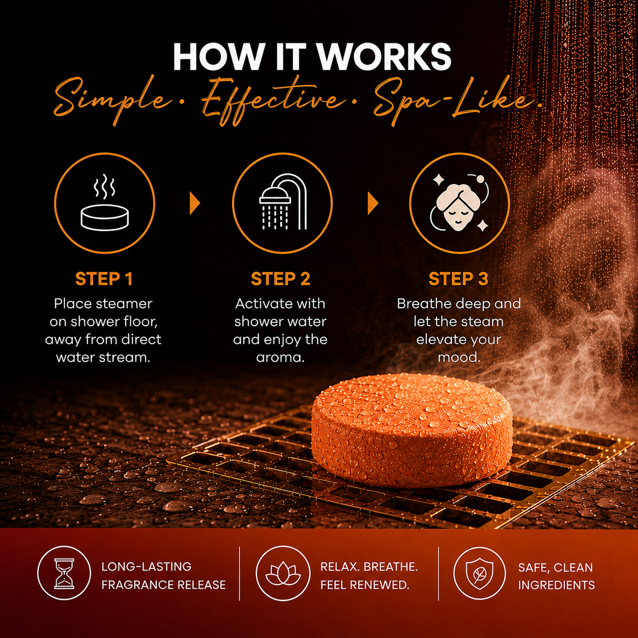 tropical shower steamers, island spice shower steamers, aromatherapy shower bombs, spa shower tablets, shower melts for women, self care gifts, luxury shower steamers, vegan shower steamers, tropical spa shower products