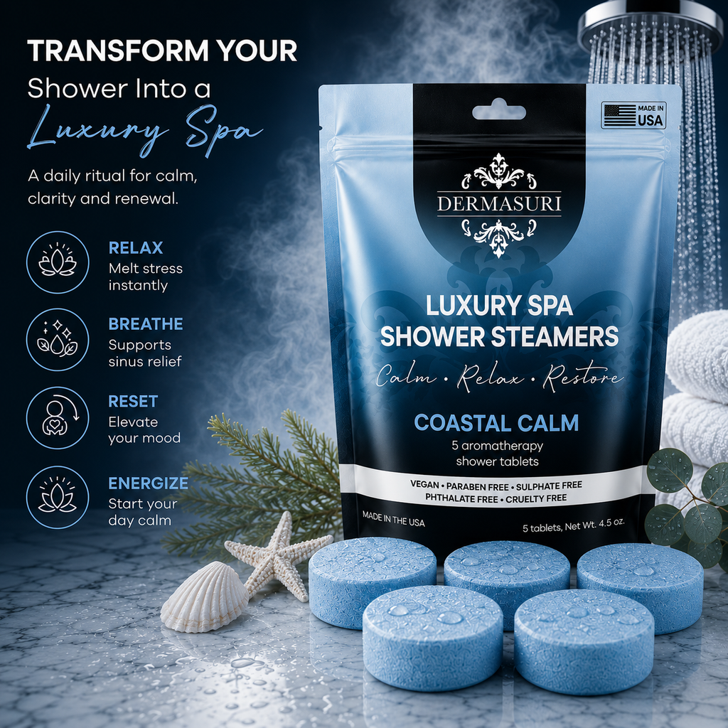 Coastal Calm Shower Steamers for Relaxing Aromatherapy | Dermasuri