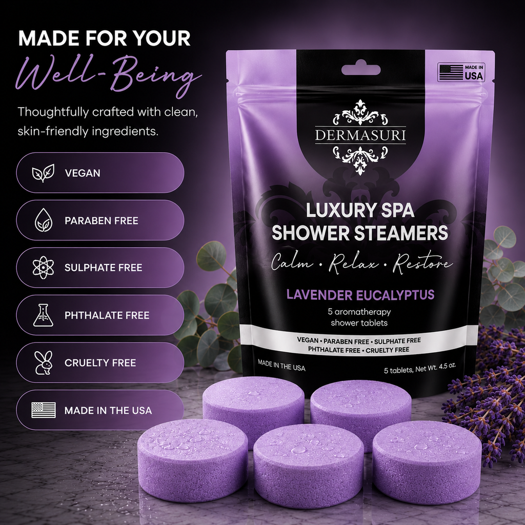 Lavender Eucalyptus Shower Steamers for Relaxation | Dermasuri